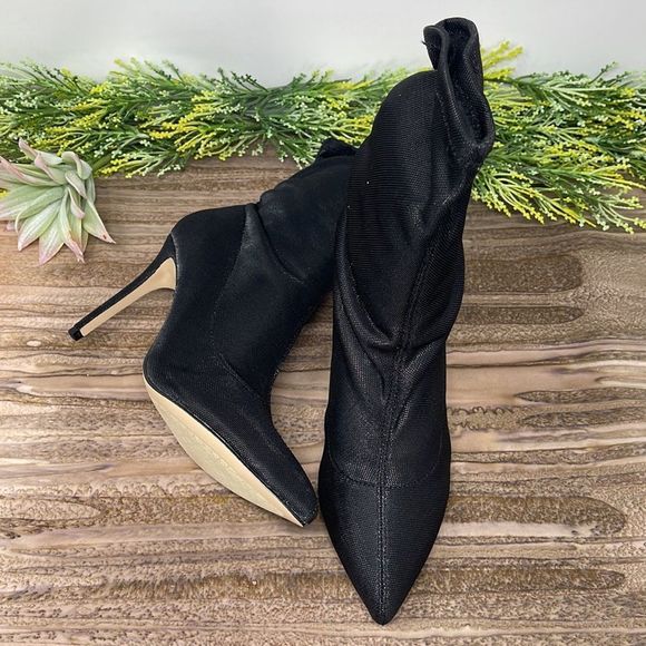 Badgley Mischka Womens Ronnie Fabric Pointed Toe Mid-calf Booties Size 6.5 - Picture 11 of 12